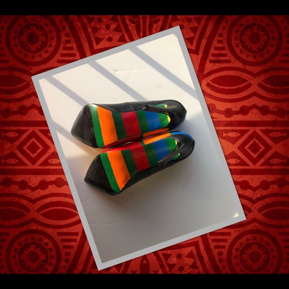 Women’s Custom Tribal Multi-Colored Pointy Heels - Picture 7 of 8